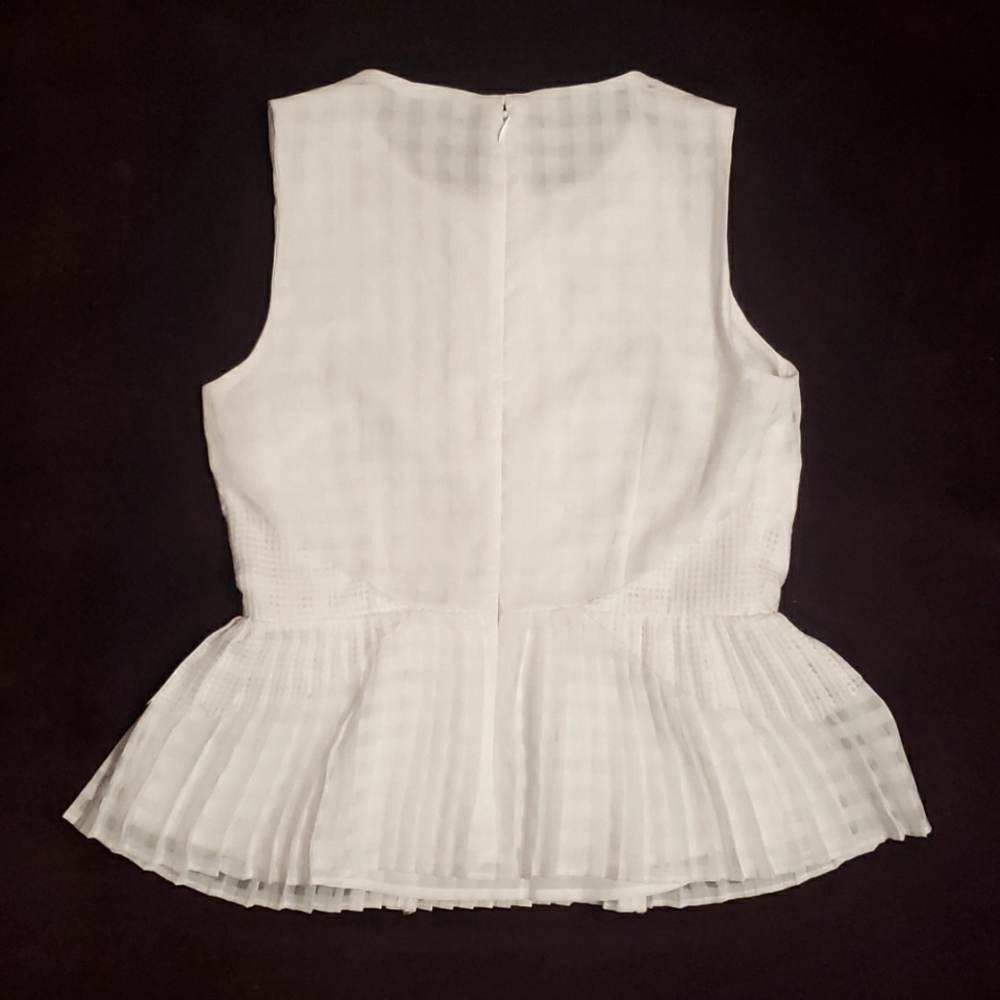 🔴 Banana Republic White Peplum Sheer Tank Blouse 🔴 - Picture 2 of 12